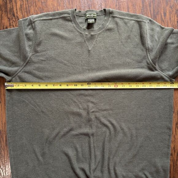 Eddie Bauer Mens Crew Neck Sweater Khaki Green Pima Cotton Size Large Tall - Picture 9 of 9